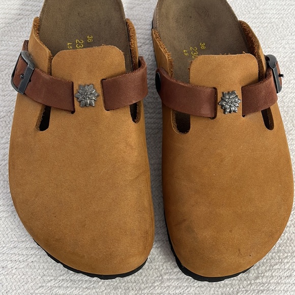 PAPILLIO Birkenstock two tone clogs with adjustable buckle, Size 36, Cognac EUC - Picture 8 of 16